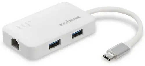 Placa de retea Edimax EU-4308, Gigabit, USB 3.1 Type C, 3 x USB 3.0 Hub (Alb)