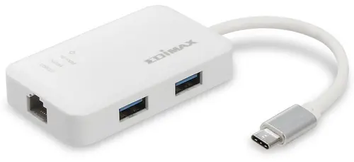 Placa de retea Edimax EU-4308, Gigabit, USB 3.1 Type C, 3 x USB 3.0 Hub (Alb)