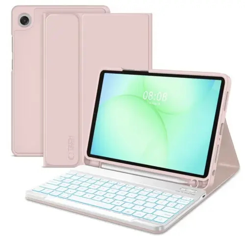 Husa Cu Tastatura pentru Samsung Galaxy Tab A11+ / Tab A9+, Tech-Protect, SC PEN, Roz