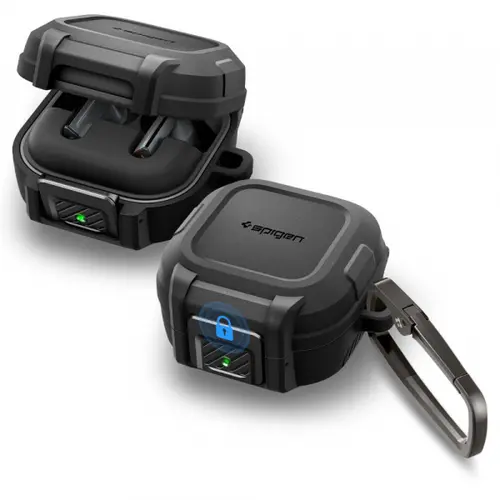 Husa Spigen Lock Fit pentru Samsung Galaxy Buds4 / Buds4 Pro, Neagra Mata