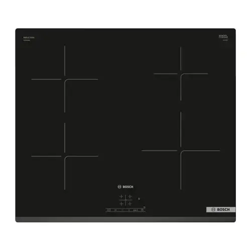 Plita electrica Bosch PUE63KBB6E, Inductie, 4 zone de gatit, 60 cm, control tactil (Negru)
