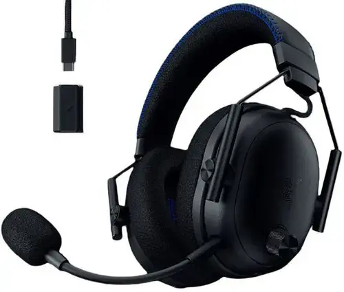 Casti Gaming Wireless Razer Blackshark V3 Pro pentru PlayStation, Over-Ear, 2.4G/Bluetooth/USB/Jack 3.5mm, Hybdrid ANC, TriForce Bio-Cellulose 50mm, Autonomie 70 ore (Negru)