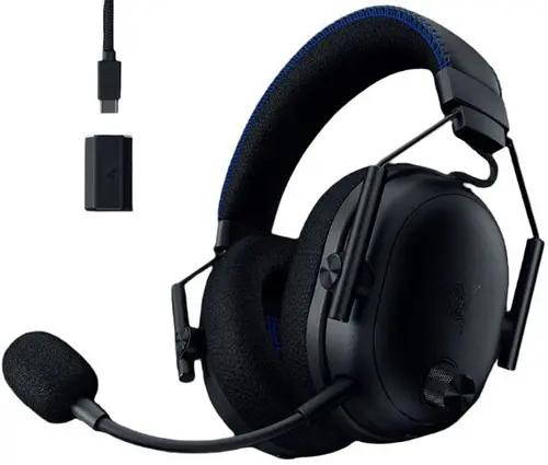 Casti Gaming Wireless Razer Blackshark V3 Pro pentru PlayStation, Over-Ear, 2.4G/Bluetooth/USB/Jack 3.5mm, Hybdrid ANC, TriForce Bio-Cellulose 50mm, Autonomie 70 ore (Negru)