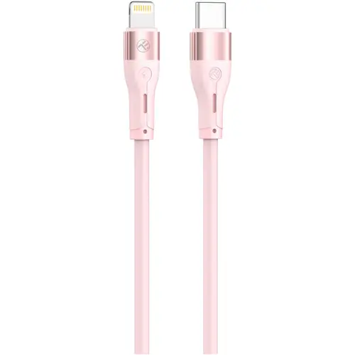 Cablu silicon Tellur Type-C to Lightning, PD30W, 1m, Roz