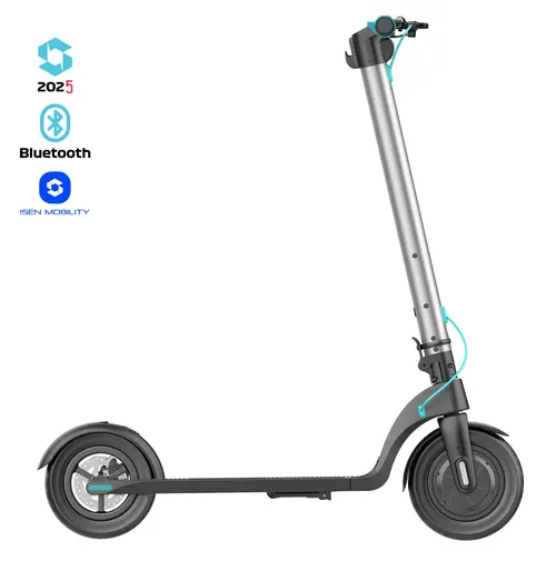 Trotineta electrica pliabila iSEN X7 Pro 2025, Aplicatie, roti 10inch, motor 350W, autonomie 25km, viteza 25km/h, baterie detasabila (Argintiu)