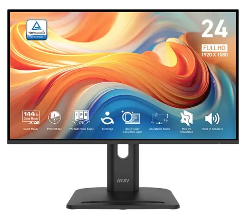 Monitor IPS LED MSI 23.8inch PRO MP245PG E14, Full HD (1920 x 1080), VGA, HDMI, DisplayPort, Boxe, Pivot, 144 Hz, 1 ms (Negru)