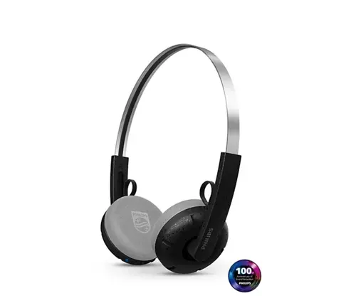 Casti Stereo Wireless On-Ear Philips Retro TAH2000BK/00, Autonomie 26 ore, Bluetooth 5.4, Microfon (Negru)