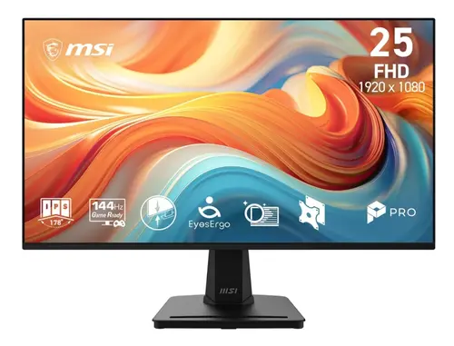 Monitor IPS LED MSI 24.5inch PRO MP251 E14L, Full HD (1920 x 1080), VGA, HDMI, 144 Hz, 1 ms (Negru)