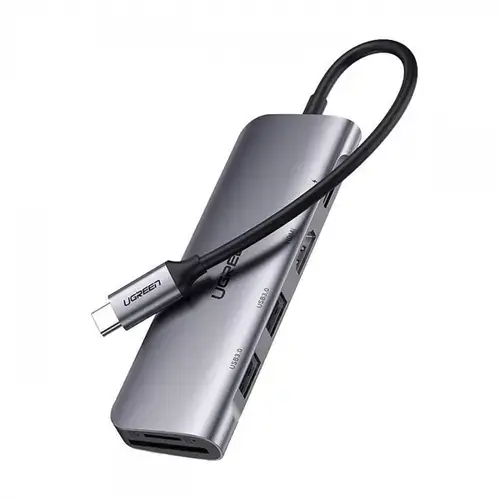 Hub USB-C UGREEN CM195 (15214), 2 x USB-A 3.0 - 1 x USB-C - 1 x HDMI - 1 x SD - 1 x microSD (Gri)
