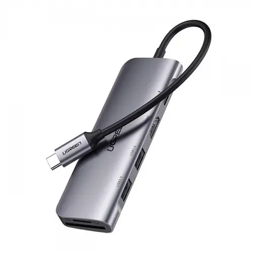 Hub USB-C UGREEN CM195 (15214), 2 x USB-A 3.0 - 1 x USB-C - 1 x HDMI - 1 x SD - 1 x microSD (Gri)