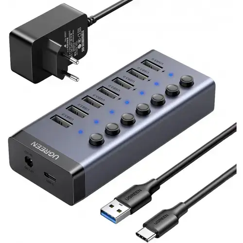 Hub USB UGREEN CM481, 7 x USB-A 3.0 (Gri)