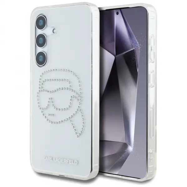 Husa pentru Samsung Galaxy S25 S931, Karl Lagerfeld, IML Rhinestones Karl's Head, Transparenta