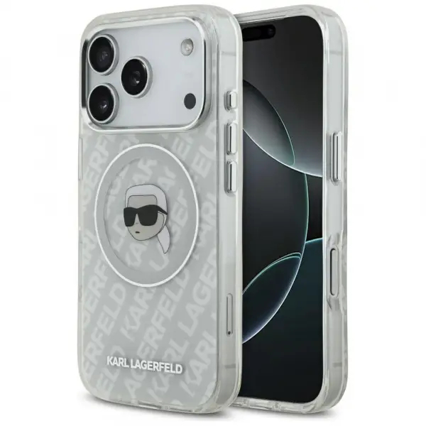 Husa MagSafe pentru Apple iPhone 17 Pro, Karl Lagerfeld, IML Karl`s Head, Gri