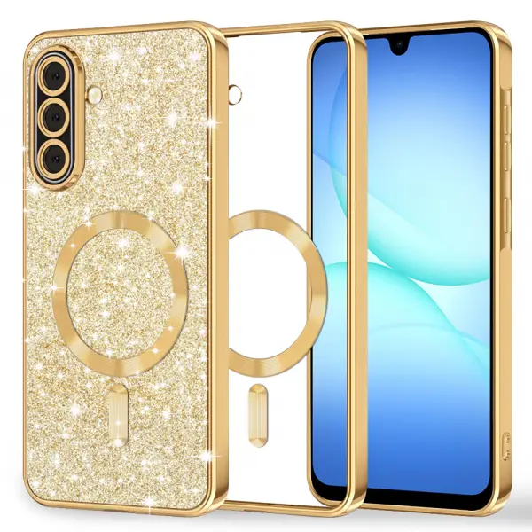 Husa MagSafe pentru Samsung Galaxy A17 4G / A17 5G, Techsuit, Luxury Glitter, Aurie