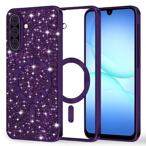 Husa MagSafe pentru Samsung Galaxy A17 4G / A17 5G, Techsuit, Luxury Glitter, Mov Inchis