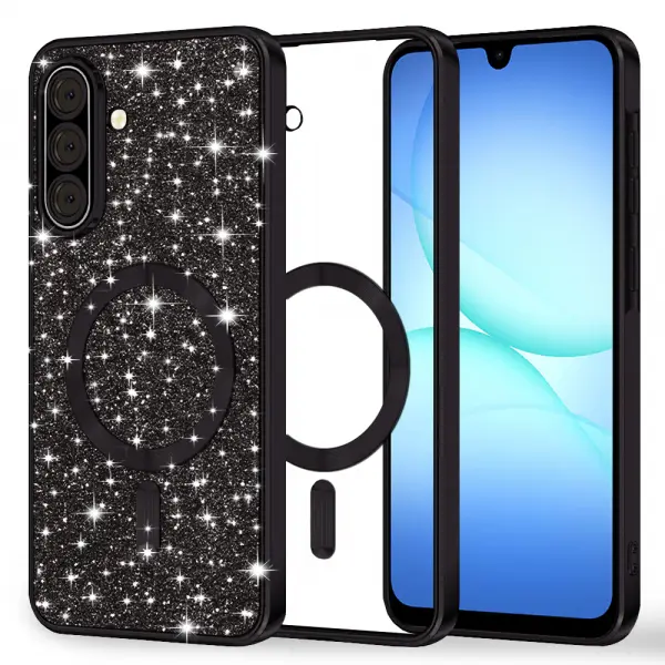 Husa MagSafe pentru Samsung Galaxy A17 4G / A17 5G, Techsuit, Luxury Glitter, Neagra