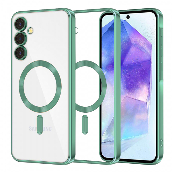 Husa MagSafe pentru Samsung Galaxy A55 5G A556, Techsuit, Luxury Crystal, Verde Deschis