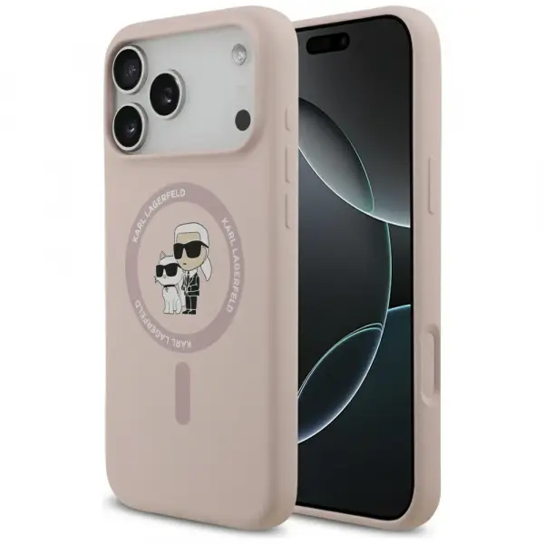 Husa MagSafe pentru Apple iPhone 17 Pro Max, Karl Lagerfeld, Ring Karl & Choupette, Roz