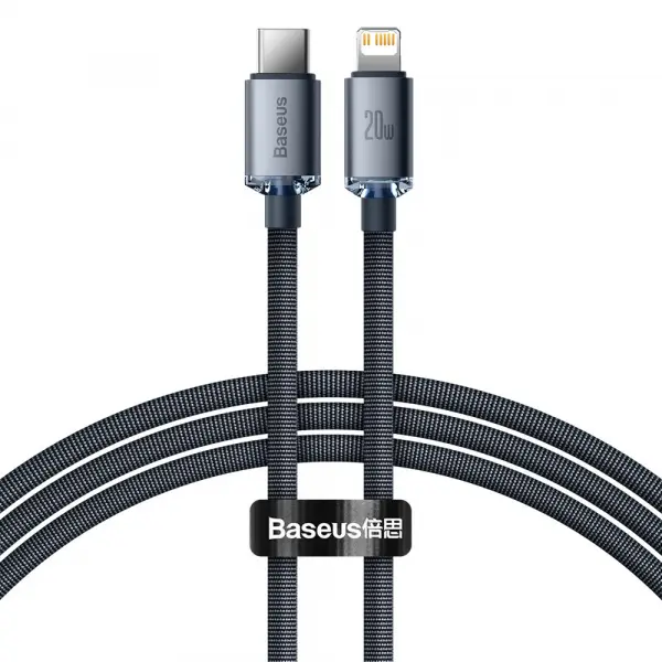Cablu Date si Incarcare USB-C - Lightning Baseus Crystal Shine Series, 20W, 1.2m, Negru CAJY000201