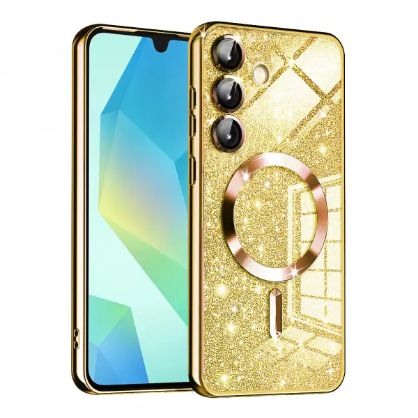 Husa MagSafe pentru Samsung Galaxy A16 5G A166 / A16 4G A165, Techsuit, Luxury Glitter, Aurie
