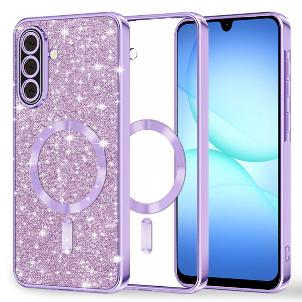 Husa MagSafe pentru Samsung Galaxy A17 4G / A17 5G, Techsuit, Luxury Glitter, Mov Deschis