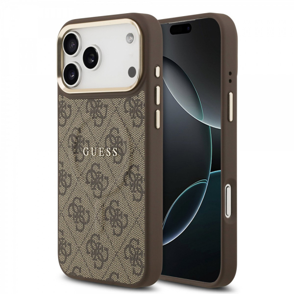 Husa MagSafe pentru Apple iPhone 17 Pro Max, Guess, 4G Classic, Maro