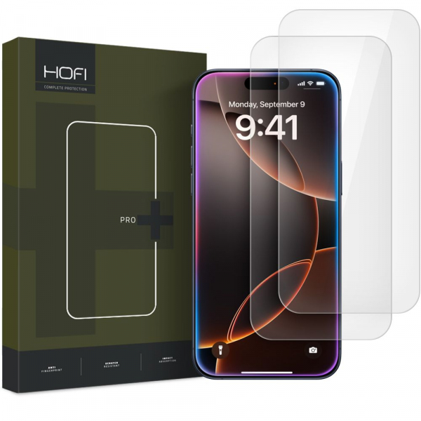 Folie de protectie Ecran HOFI Glass PRO+ pentru Apple iPhone 16 Pro Max, Sticla Securizata, Full Glue, Set 2 bucati, 2.5D