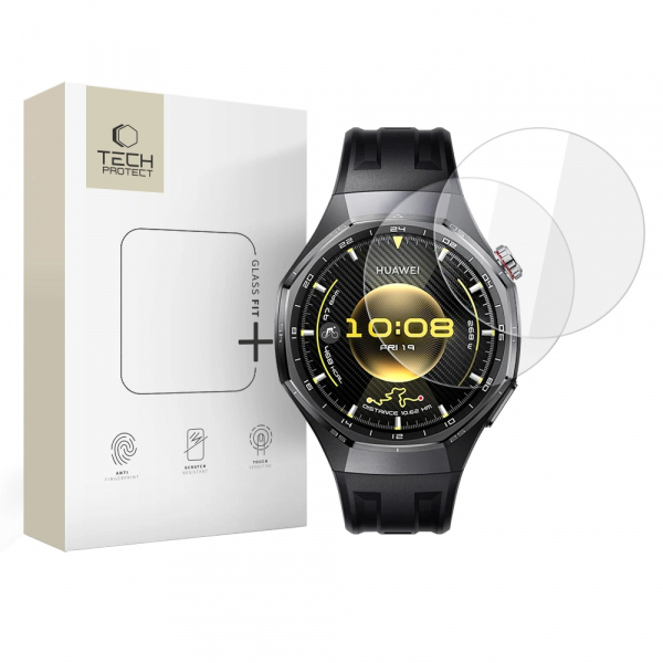 Folie Protectie Tech-Protect Fit+ pentru Huawei Watch GT 6 Pro, Set 2 bucati, Sticla Securizata