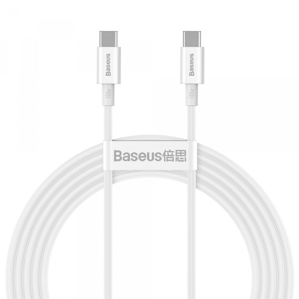 Cablu Date si Incarcare USB-C - USB-C Baseus Superior Series, 100W, 2m, Alb CATYS-C02