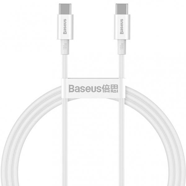 Cablu Date si Incarcare USB-C - USB-C Baseus Superior Series, 100W, 1m, Alb CATYS-B02