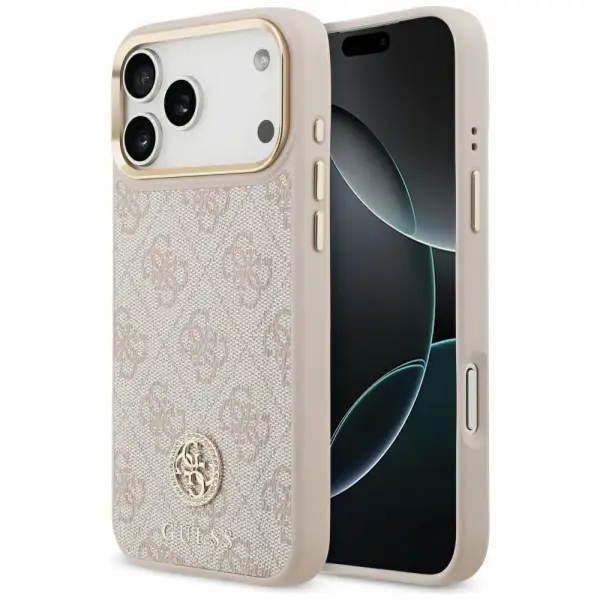 Husa MagSafe pentru Apple iPhone 17 Pro Max, Guess, 4G Strass Logo, Roz