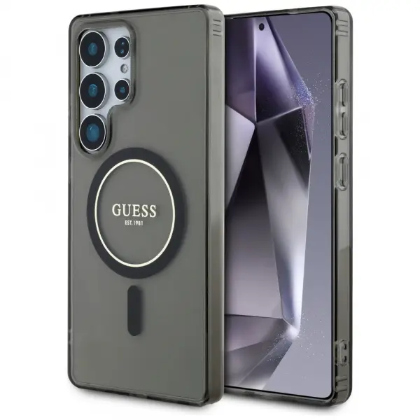 Husa MagSafe pentru Samsung Galaxy S25 Ultra S938, Guess, IML Glitter Circle, Neagra