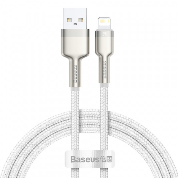 Cablu Date si Incarcare USB-A - Lightning Baseus Cafule Metal Series, 18W, 1m, Alb CALJK-A02