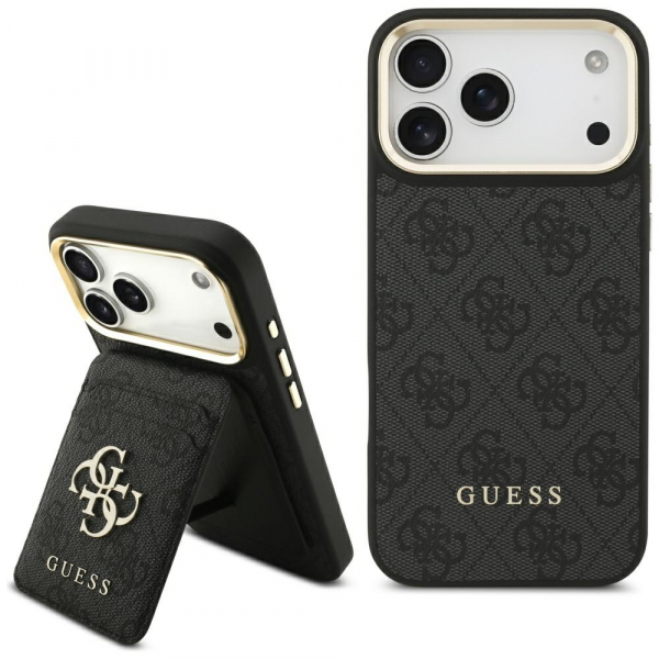 Husa MagSafe pentru Apple iPhone 17 Pro Max, Guess, Cardslot 4G, Neagra