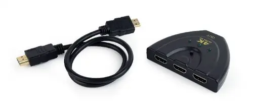 Cablu GEMBIRD DSW-HDMI-35, 3 x HDMI - HDMI, 0.5m, 4K UHD/60Hz, conecteaza 3 dispozitive la 1TV (Negru)