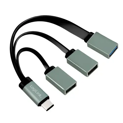 Cablu de date LOGILINK UA0315, USB 3.0 Type-C - USB 3.0 / USB 2.0 x 2, 10cm (Negru)