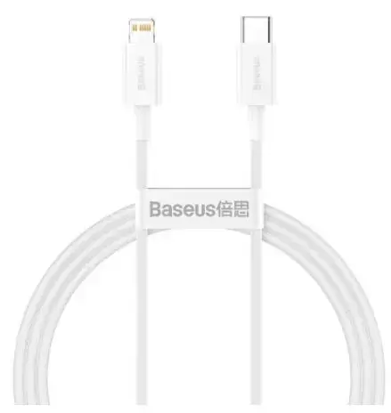 Cablu de date Baseus CATLYS-A02 Superior, USB Type-C - Lightning, Power Delivery 20W, 2.4A, 1m (Alb)