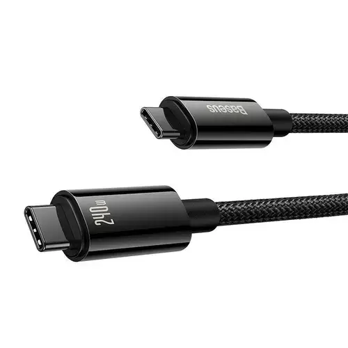 Cablu de date Baseus Tungsten Gold, USB Type-C, 240W, 1m (Negru)