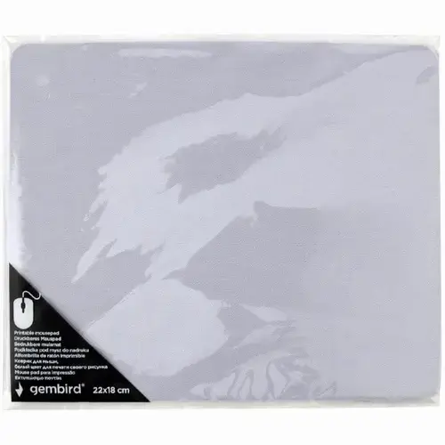 Mousepad Gembird, cauciuc si material textil, 220 x 180 x 2 mm, printabil, Alb, MP-PRINT-S