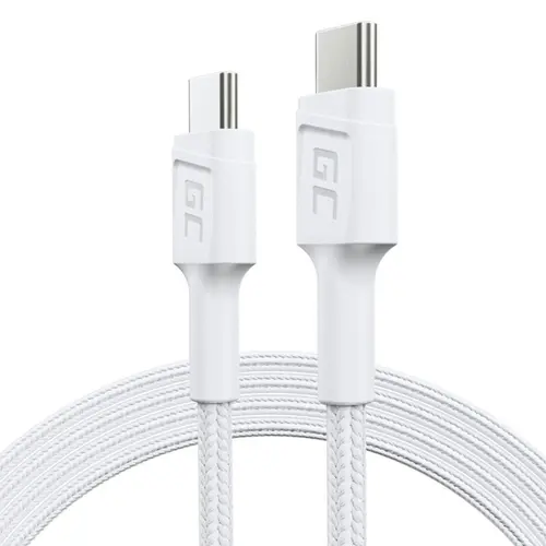 Cablu de date Green Cell PowerStream, USB-C - USB-C, 120cm, Power Delivery 60W, Alb
