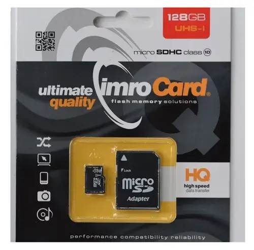 Card Memorie microSDXC Imro, 128Gb, Clasa 10 / UHS-1 U1, Cu Adaptor