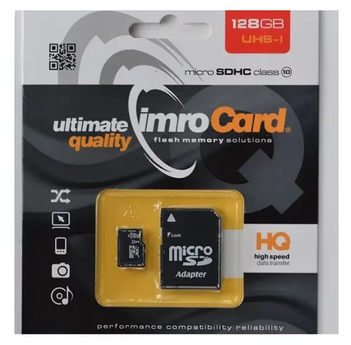 Card Memorie microSDXC Imro, 128Gb, Clasa 10 / UHS-1 U1, Cu Adaptor