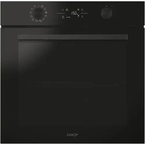 Cuptor incorporabil Candy Titanium CA6 N5B3LYTB, Electric, 78 litri, Curatare Pirolitica & curatare cu abur, WiFi, Tehnologie STEAM Lite, 13 functii, Raft telescopic, Clasa A++ (Negru)