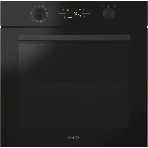 Cuptor incorporabil Candy Titanium CA6 N5B3LYTB, Electric, 78 litri, Curatare Pirolitica & curatare cu abur, WiFi, Tehnologie STEAM Lite, 13 functii, Raft telescopic, Clasa A++ (Negru)
