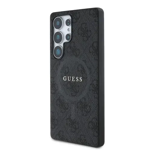 Husa Protectie Spate Guess PU Leather 4G Colored Ring, MagSafe, pentru Samsung Galaxy S25 Ultra (Negru)