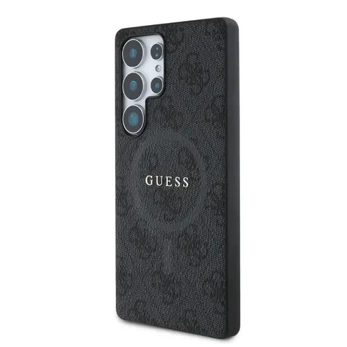 Husa Protectie Spate Guess PU Leather 4G Colored Ring, MagSafe, pentru Samsung Galaxy S25 Ultra (Negru)