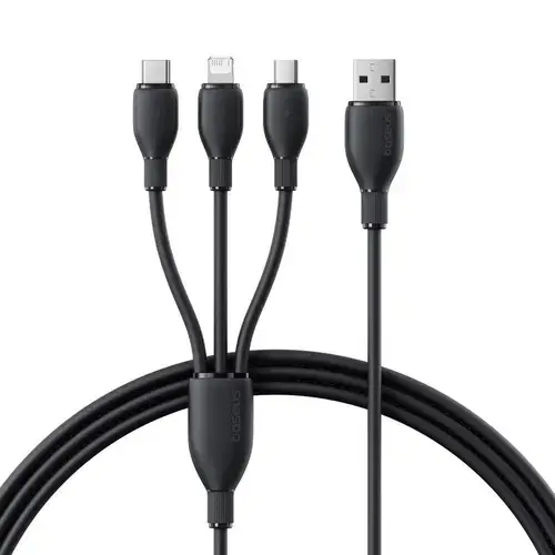 Cablu alimentare si date Baseus Ultra-Fast One-for-three Retractable,  USB la Micro-USB+Lightning+USB Type-C 3.5A, 1.3m, Negru
