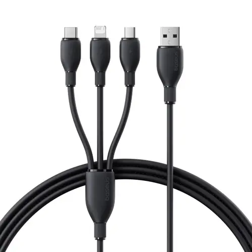Cablu alimentare si date Baseus Ultra-Fast One-for-three Retractable,  USB la Micro-USB+Lightning+USB Type-C 3.5A, 1.3m, Negru