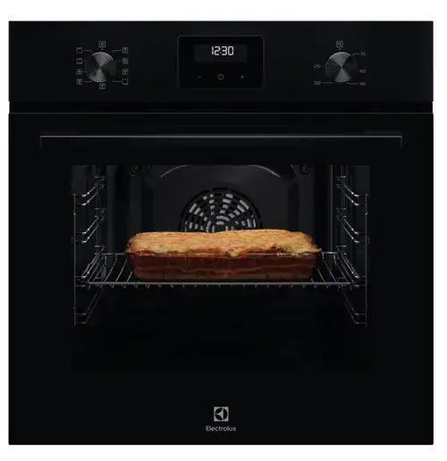 Cuptor incorporabil multifunctional Electrolux Seria 300 SurroundCook LOF3H10BK, Electric, 65 l, 9 functii, Convectie, Timer cu display electronic, Grill, 65 l, Ghidaj telescopic pe 1 nivel, 1 tava emailata + 1 gratar, Clasa A (Negru)