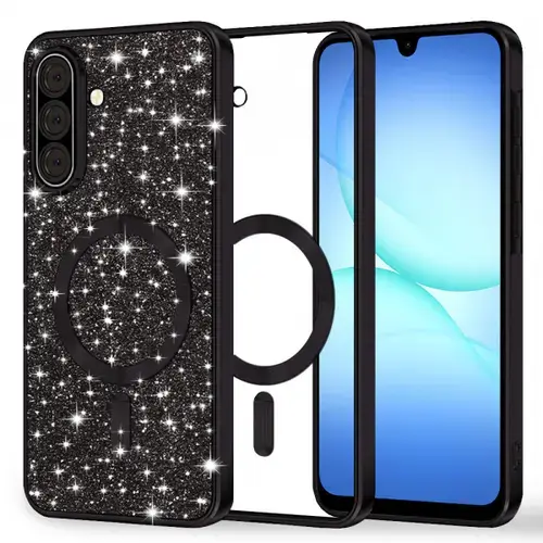 Husa MagSafe pentru Samsung Galaxy A17 4G / A17 5G, Techsuit, Luxury Glitter, Neagra